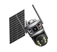 Kaeltsyn Cámara de Seguridad Solar Lente Doble definición Visibilidades nocturnas ultrarrojas óptico de 10x Bajo Consumo de energía Energía Solar para vigilancia en Exteriores Seguridad de Doble por