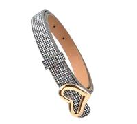 Kaeltsyn Cinturón de PU para mujer, versátil, multicolor, decorado con lentejuelas, hebillas en forma de corazón, cinturón con hebillas de corazón con purpurina para mujer