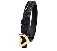 Kaeltsyn Cinturón de PU para mujer, versátil, multicolor, decorado con lentejuelas, hebillas en forma de corazón, cinturón con hebillas de corazón con purpurina para mujer