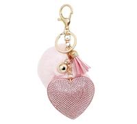 Kaeltsyn Clip de moda en forma de corazón con piedras preciosas brillantes y adornos colgantes para bolsa brillante, accesorio para colgar llavero, a, Talla única