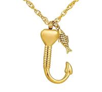 Kaeltsyn Collar de cremación de Acero Inoxidable, joyería Conmemorativa con corazón Que se Puede Abrir, Colgantes de Anzuelo para pérdida, Almacenamiento de Cenizas de Mascotas, Collar conmemorativo