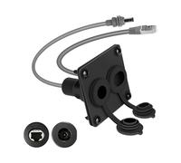 Kaeltsyn Conector de caja RJ45 y DC5521 Enchufe de pared con | Enrutamiento de datos y energía de un panel, tuercas traseras de bloqueo, tornillos de caras y
