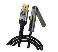 Kaeltsyn DOONJIEY, cable USB C a DisplayPort 8K 60Hz, soporte plegable integrado, cable de video trenzado de 2 m para extensión de pantalla de monitor y visualización de escritorio