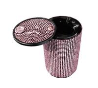 Kaeltsyn Elegante cenicero de cristal brillante con luz LED integrada y almacenamiento multifuncional, patrón de diamante, coche de metal