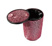 Kaeltsyn Elegante cenicero de cristal brillante con luz LED integrada y almacenamiento multifuncional, patrón de diamante, coche de metal