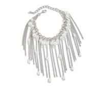 Kaeltsyn Elegantes flecos de cuentas de perlas de imitación con diseños de cadena irregulares para mujeres y niñas, elegante declaración de piedra, One Size, como se describe