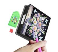 Kaeltsyn Exquisita caja de notas con purpurina para personas especiales, pintura de piedra y flores