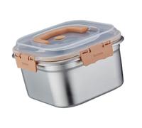 Kaeltsyn Fiambrera multiusos de acero inoxidable con tapa transparente para el hogar, recipiente práctico para comidas, elegante caja de alimentos azul