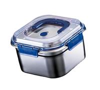 Kaeltsyn Fiambrera multiusos de acero inoxidable con tapa transparente para el hogar, recipiente práctico para comidas, elegante caja de alimentos azul