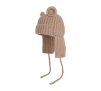 Kaeltsyn Gorro de Punto con Orejeras para y Adolescentes | Gorro de invierno acanalado con detalle de oso y extremos para atar, paseos matutinos