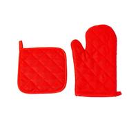 Kaeltsyn Guantes de horno y soporte para ollas, salvamanteles, guantes antideslizantes para hornear, cocinar, barbacoa, parrilla, microondas, guantes de cocina de tela