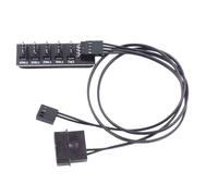 Kaeltsyn Hub de Ventilador de de 4 Pines, Cable de extensión de Fuente de alimentación de Ventilador Interno de 1 a 5 vías, refrigeración de CPU, Placas Base de 4 Pines, Divisor de Metal y PVC