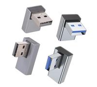 Kaeltsyn Juego de 4 adaptadores USB 3.0 de 90 grados en ángulo recto macho a hembra, conector acoplador para carga USB de laptop, conector hembra para carga USB