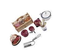 Kaeltsyn Juego de cocina en miniatura de grado coleccionista escala 1/12 para casas de muñecas de metal y madera, adecuado para varios estilos de decoración, casas de muñecas, juego de accesorios de