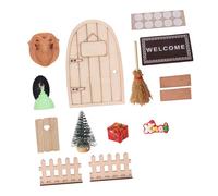 Kaeltsyn Juego de gnomos de pueblo de Navidad y puerta de hadas en miniatura, casas de muñecas, decoración de mesa, accesorios de casa de muñecas de Navidad en miniatura