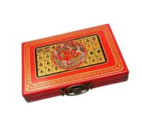 Kaeltsyn Juego de mahjong de noche de juego familiar con estuche de almacenamiento portátil, 144 unidades, caja de presentación decorativa para juegos de mesa y reuniones en casa, estuche de
