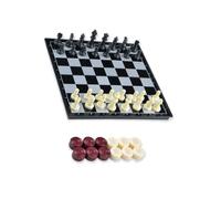 Kaeltsyn Juego de Tablero magnético de ajedrez y Damas, 250X250MM | Juguete de estrategia de ABS plegable 2 en 1 para, juego de viaje familiar