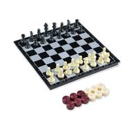 Kaeltsyn Juego de Tablero magnético de ajedrez y Damas, 320X320MM | Juguete de estrategia de ABS plegable 2 en 1 para, juego de viaje familiar