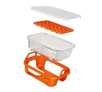 Kaeltsyn Juego rectangular de vidrio para hornear al aire con tapa y bandeja de inserción, soporte exterior con mango para el hogar, cocina, preparación de comidas, accesorios para hornear, estante de