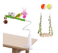 Kaeltsyn Juguete de entretenimiento de escritorio para pájaros con percha de pie y cuerda resistente a las mordidas para estimulación mental y ejercicio en interiores, juguete de perca para pájaros