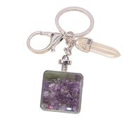 Kaeltsyn Llavero de piedra natural de múltiples diseños con marco de fotos para uso práctico, llavero de piedra natural, amatista, Talla única