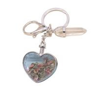 Kaeltsyn Llavero personalizable con marco de fotos de corazón de piedra natural para regalo único para varias ocasiones, Piedra verde floral, Talla única