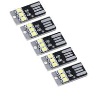 Kaeltsyn Llaveros LED con alimentación USB y Tarjeta de Bolsillo, luz Nocturna de 0, 2 W, Bombilla LED USB, luz de Libro para Ordenador portátil, lámpara Powerbank, 5 uds