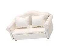 Kaeltsyn Modelo de sofá de tela blanca en miniatura para casa de muñecas de 1/12, sillón con marco de madera, sofá de dos plazas, figura para niños, accesorios de casa
