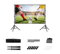 Kaeltsyn Pantalla de proyección portátil 16:9 con doble soporte, resistencia a la luz solar, para acampar al aire libre, pantalla deslizante resistente al viento