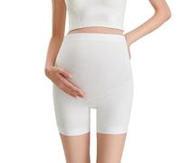 Kaeltsyn Pantalones cortos de maternidad cómodos con cintura ajustable, pantalones suaves y transpirables para toda la etapa del embarazo y bragas de maternidad elásticas posparto, blanco, M