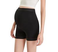 Kaeltsyn Pantalones cortos de maternidad cómodos con cintura ajustable, pantalones suaves y transpirables para toda la etapa del embarazo y bragas de maternidad elásticas posparto, Negro, L