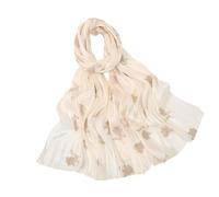 Kaeltsyn Popular pañuelo para la cabeza, chal para mujer, atuendo diario, vestimenta de vacaciones con bordado de flores, tocado para viajes, vacaciones en la playa, bufanda de seda