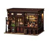 Kaeltsyn Proyecto de Montaje de Edificio en Miniatura de bistró con LED para exhibición de estantería, sujetalibros con luz LED para Regalos para
