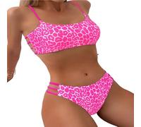 Kaeltsyn Trend - Traje de baño con estampado animal, tela de poliéster transpirable, ajustable, ropa de playa para fiesta, conjunto esencial de dos piezas con estampado animal