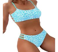Kaeltsyn Trend - Traje de baño con estampado animal, tela de poliéster transpirable, ajustable, ropa de playa para fiesta, conjunto esencial de dos piezas con estampado animal