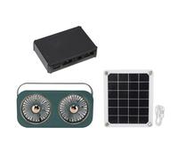 Kaeltsyn Ventilador solar para casa de perro, con doble manostato USB, eficiente, portátil, resistente a la intemperie, para invernadero, cobertizo, ventilación solar