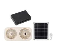 Kaeltsyn Ventilador solar para casa de perro, con doble manostato USB, eficiente, portátil, resistente a la intemperie, para invernadero, cobertizo, ventilación solar