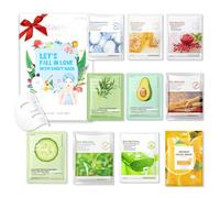 Kaely Paquete de 10 mascarillas variadas, juego de mascarillas faciales de spa, cuidado de la piel, coreano, hidrata, ilumina, nutre para todo tipo de piel, regalos de cumpleaños para mujeres, hombres