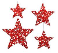 Kaemingk 8719152665877 - Juego de 4 Estrellas de Hierro para Colgar, Color Rojo