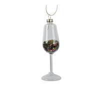 Kaemingk Adorno para árbol de Navidad de cristal, 11,5 cm, copa de champán con relleno para colgar, colgante para árbol de Navidad y árbol de Navidad, transparente, multicolor