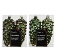 Kaemingk Adornos para árbol de Navidad, 12 cm, plástico, 2 unidades, irrompibles y con purpurina, bolas para árbol de Navidad, color verde pino