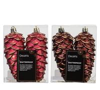 Kaemingk Adornos para árbol de Navidad, 12 cm, plástico, 2 unidades, irrompibles y con purpurina, bolas para árbol de Navidad, decoración para árbol de Navidad, sangre de buey