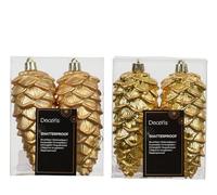 Kaemingk Adornos para árbol de Navidad, 12 cm, plástico, 2 unidades, irrompibles y con purpurina, bolas para árbol de Navidad, color dorado