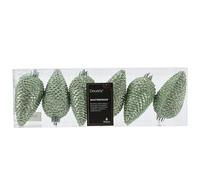 Kaemingk Adornos para árbol de Navidad, 8 cm, plástico, 6 unidades, irrompibles y con purpurina, bolas para árbol de Navidad, color verde