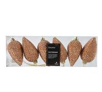 Kaemingk Adornos para árbol de Navidad, 8 cm, plástico, 6 unidades, irrompibles y con purpurina, bolas para árbol de Navidad, adornos para árbol de Navidad, brandy