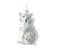 Kaemingk Adornos para árbol de Navidad de cristal, 11,2 cm, diseño de zorro ártico para colgar, colgante para árbol de Navidad y decoración para árbol de Navidad, animales de invierno, zorro, blanco