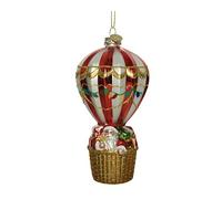 Kaemingk Adornos para árbol de Navidad de cristal, 16 cm, diseño de Papá Noel en globo aerostático, multicolor y rojo