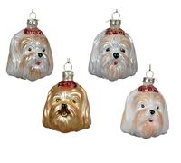 Kaemingk Adornos para árbol de Navidad de cristal, 7,3 cm, figura de perro para colgar, 1 unidad, varios colores, colgante para árbol de Navidad y decoración para árbol de Navidad, animales beige y