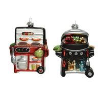 Kaemingk Adornos para árbol de Navidad de cristal, parrilla de gas o parrilla, 1 pieza, surtidos, 12 cm, Decoración Navideña, Bolas de Navidad