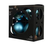 Kaemingk Bolas de Navidad de cristal, 10 cm, 4 unidades, mate y brillante, bolas grandes para árbol de Navidad, adornos para árbol de Navidad y adornos para árbol de Navidad, color azul folclore